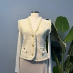 Angora Kısa Yelek Krem - Entare Butik