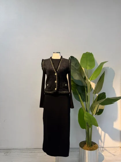 Angora Kısa Yelek Siyah - Entare Butik