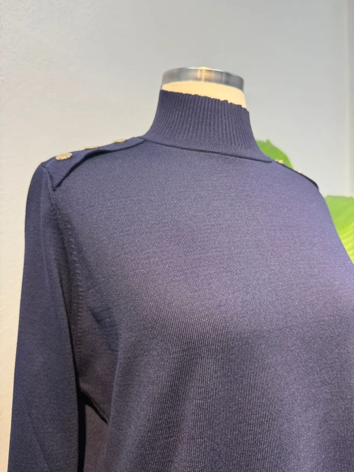 Merserize Zımba Detaylı Etekli Takım Lacivert - Entare Butik