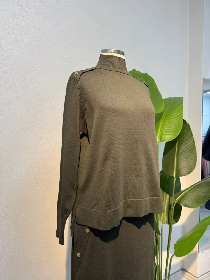 Merserize Zımba Detaylı Etekli Takım Yeşil - Entare Butik