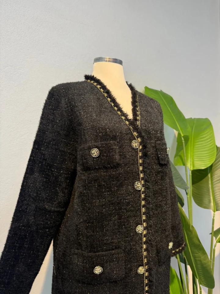 Angora Sim Detay Hırka Siyah - Entare Butik