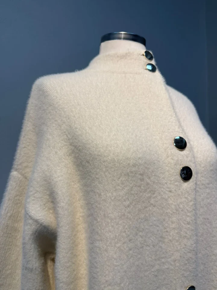 Angora Tam Boy Hırka Krem - Entare Butik Angora Tam Boy Hırka Krem - Entare Butik