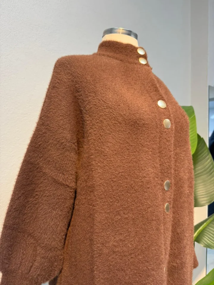 Angora Tam Boy Hırka Kahve - Entare Butik