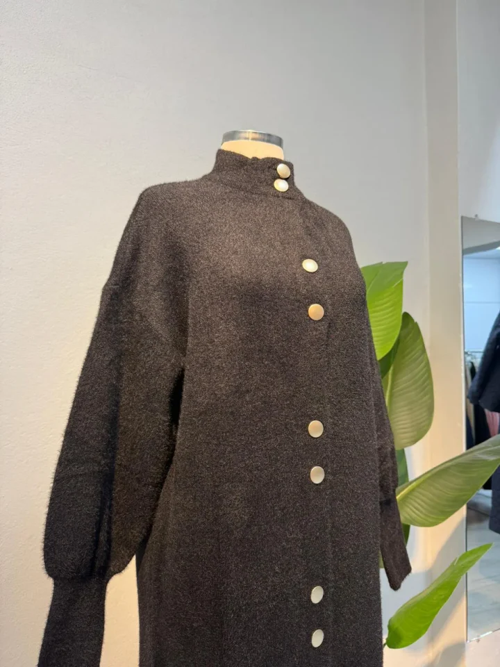 Angora Tam Boy Hırka Siyah - Entare Butik