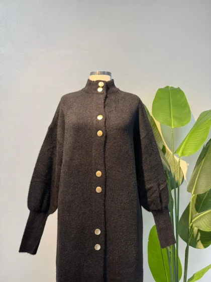 Angora Tam Boy Hırka Siyah - Entare Butik