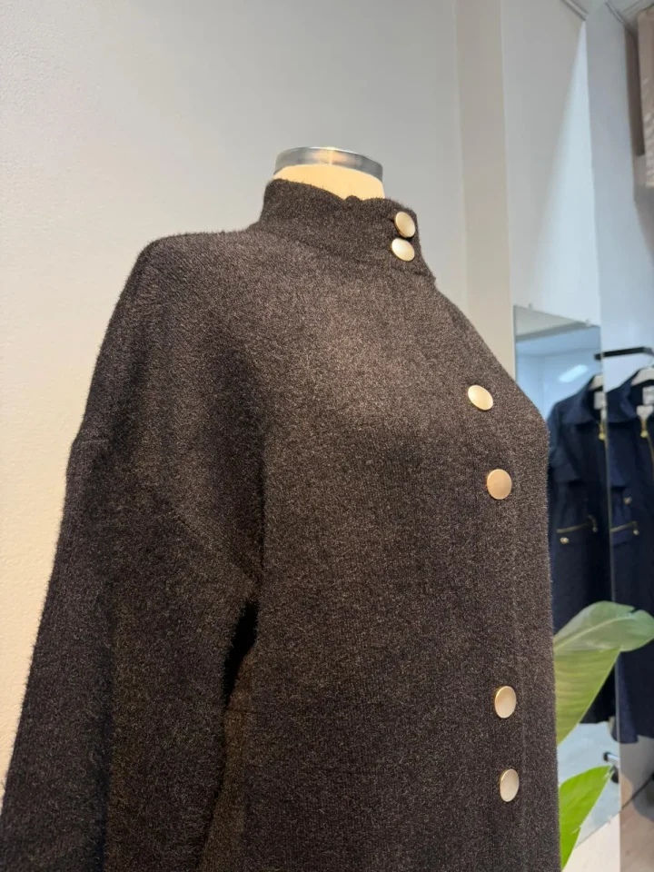 Angora Tam Boy Hırka Siyah - Entare Butik