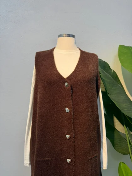 Angora Yelek Kahve - Entare Butik