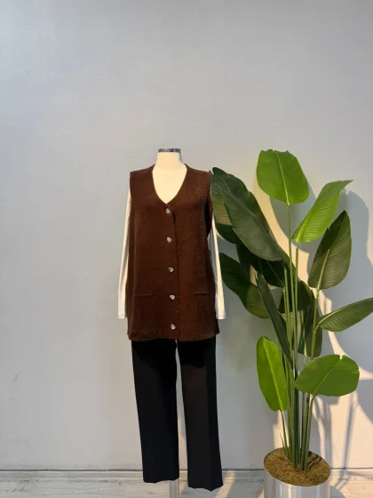 Angora Yelek Kahve - Entare Butik