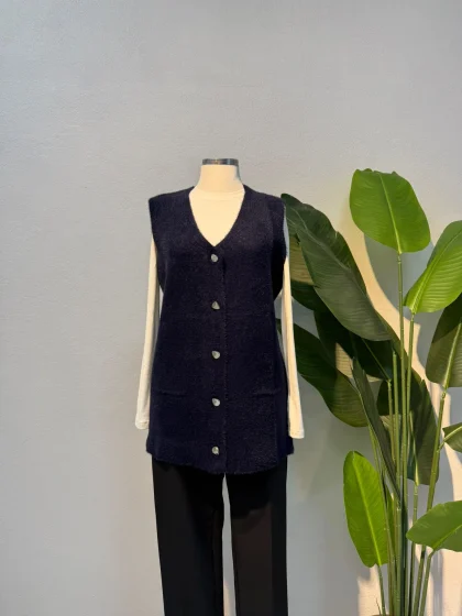 Angora Yelek Lacivert - Entare Butik