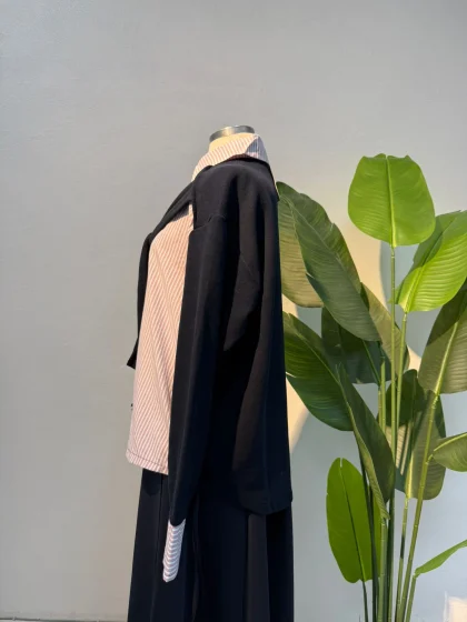 Bağlama Detay Gömlek Pembe Çizgili - Entare Butik