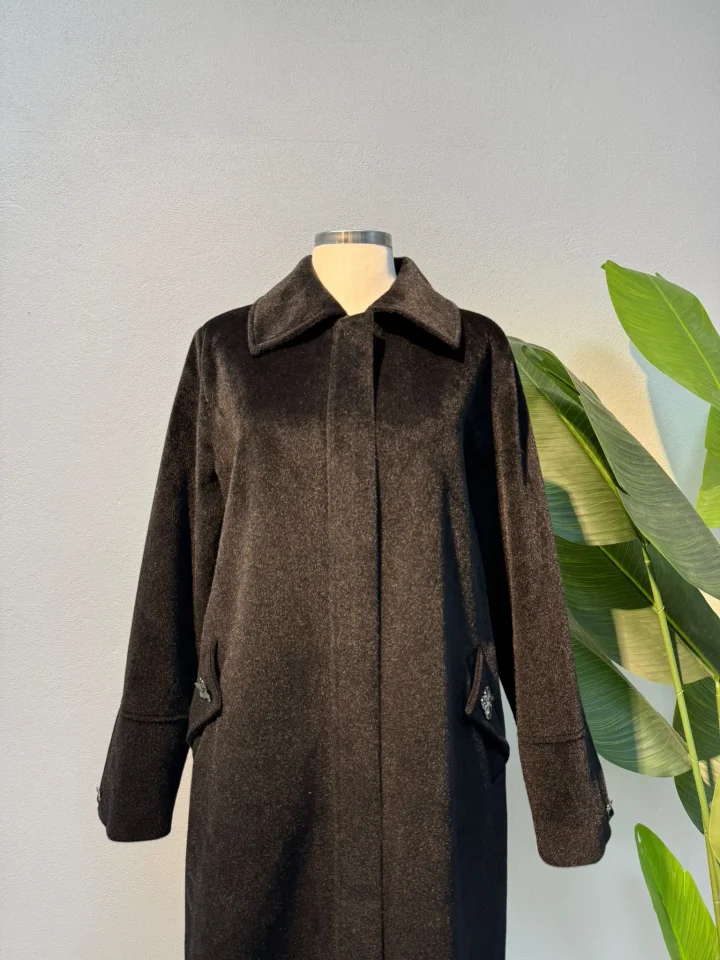 Cep Taş Detaylı Kürk Sütlü Siyah - Entare Butik