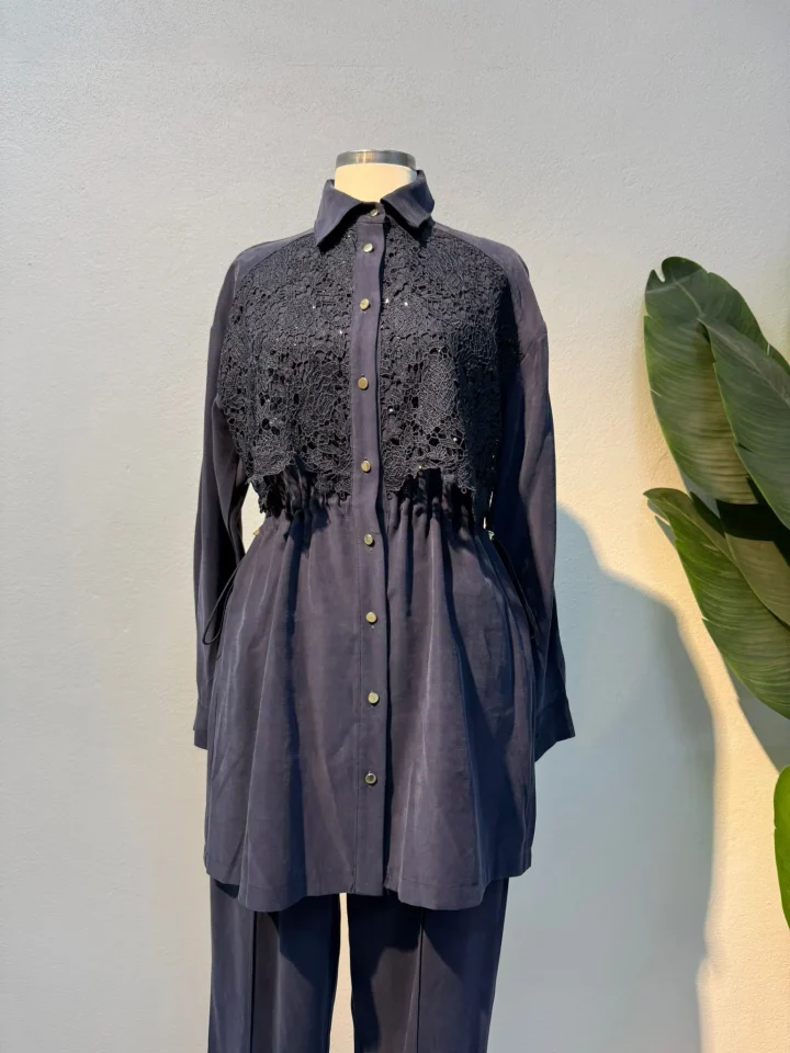 Dantel Detaylı Takım Lacivert - Entare Butik Dantel Detaylı Takım Lacivert - Entare Butik