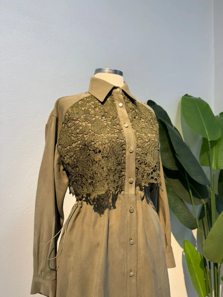 Dantel Detaylı Takım Yeşil - Entare Butik