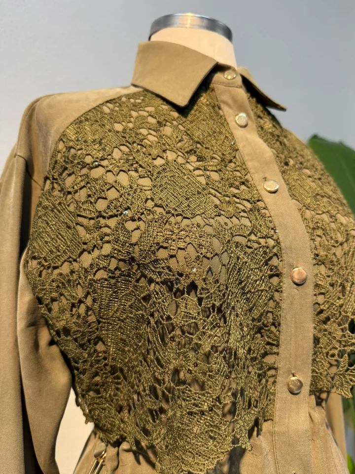 Dantel Detaylı Takım Yeşil - Entare Butik