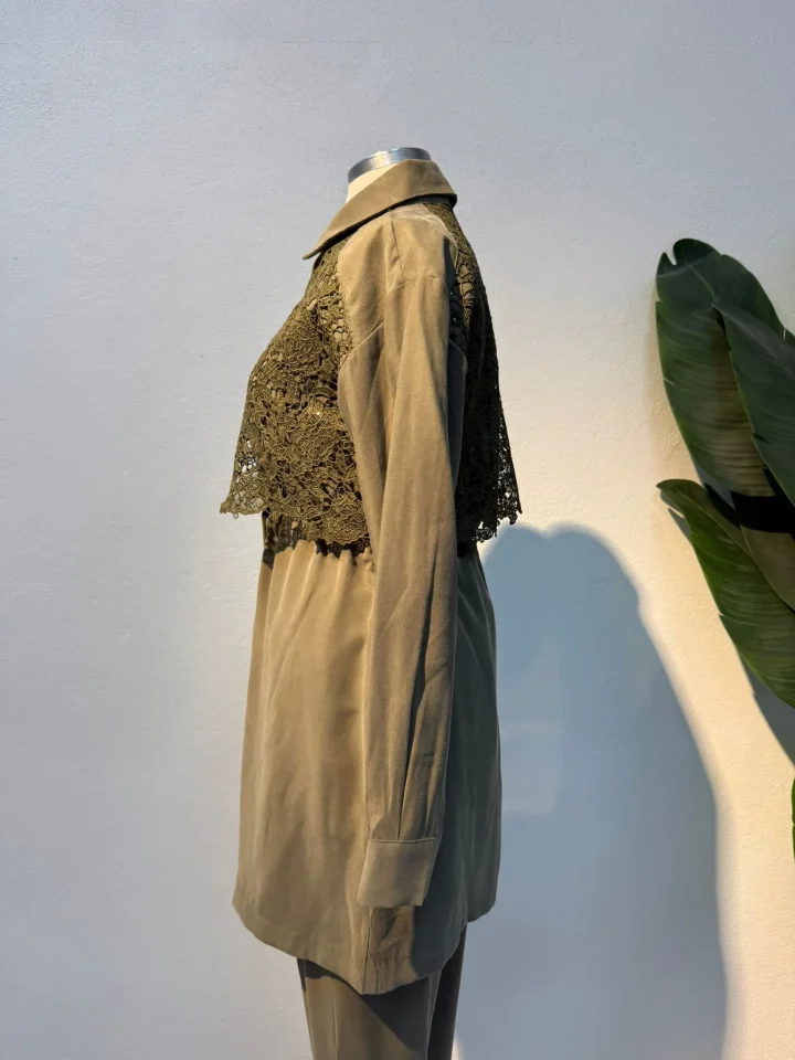 Dantel Detaylı Takım Yeşil - Entare Butik