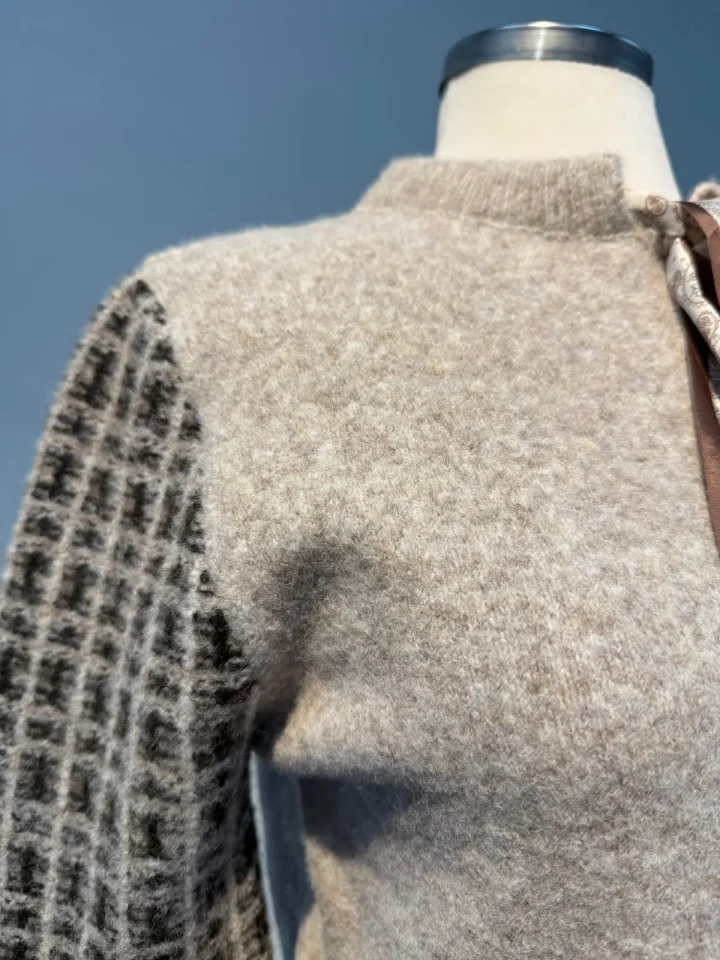 Fular Detay Yumoş Kazak Gri - Entare Butik