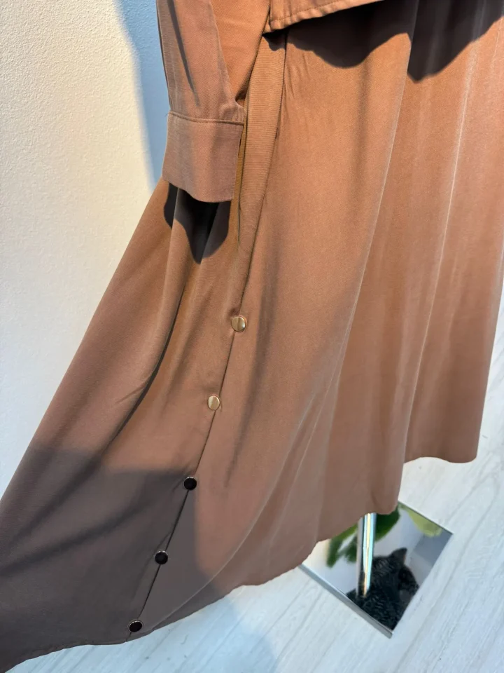 Gold Zımba Detaylı Etekli Takım Kahve - Entare Butik