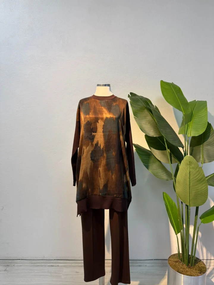 İpek Qupra Tunik Kahverengi - Entare Butik