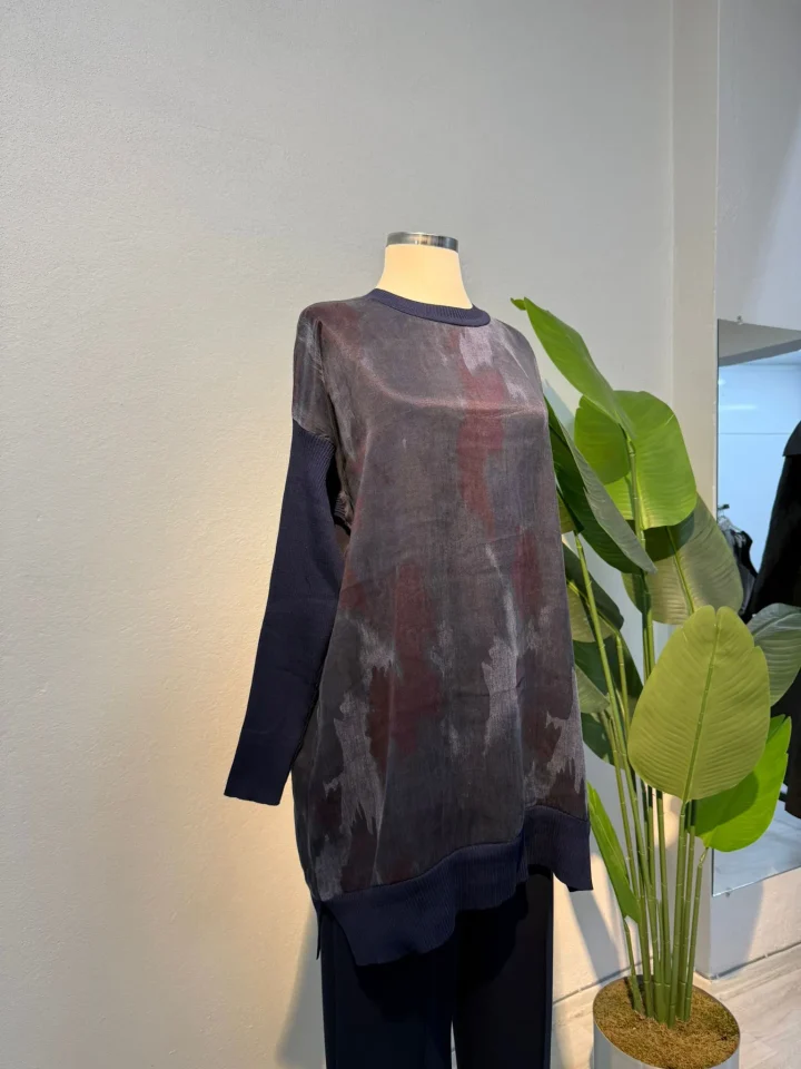 İpek Qupra Tunik Lacivert - Entare Butik