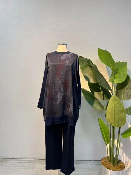 İpek Qupra Tunik Lacivert - Entare Butik