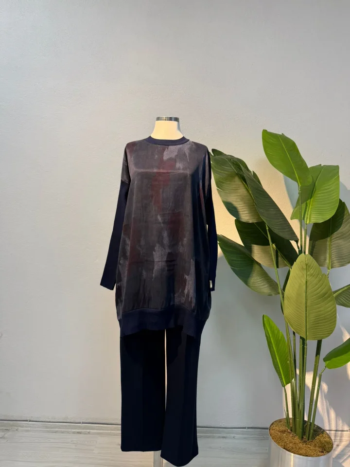 İpek Qupra Tunik Lacivert - Entare Butik