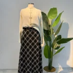 Kemerli Ekose Etek Siyah - Entare Butik