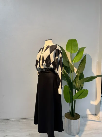 Kemerli Kışlık Etek Siyah - Entare Butik