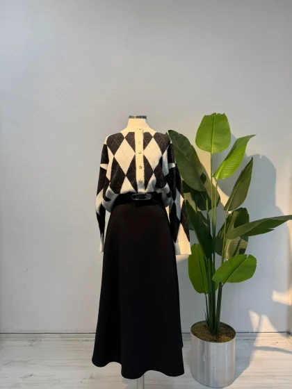 Kemerli Kışlık Etek Siyah - Entare Butik