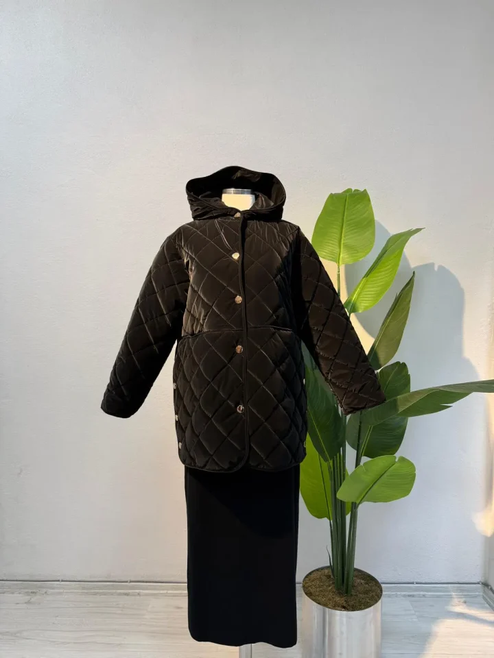 Kısa Kapitone Mont Siyah - Entare Butik