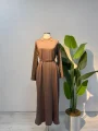Merserize Kol Detay Elbise Sütlü Kahve - Entare Butik