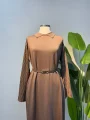 Merserize Kol Detay Elbise Sütlü Kahve - Entare Butik