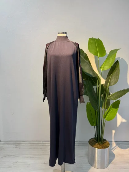 Merserize & Qupra Elbise Gri- Entare Butik