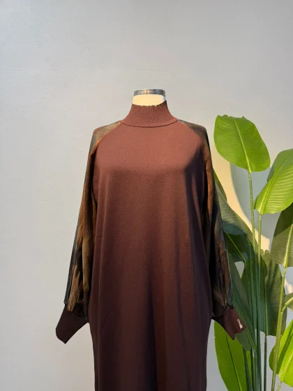 Merserize & Qupra Elbise Kahverengi - Entare Butik