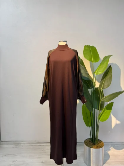 Merserize & Qupra Elbise Kahverengi - Entare Butik