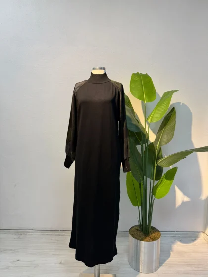 Merserize & Qupra Elbise Siyah - Entare Butik