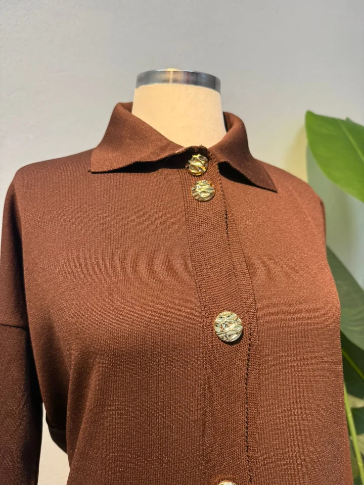 Merserize Tam Boy Hırka Kahverengi - Entare Butik Merserize Tam Boy Hırka Kahverengi - Entare Butik