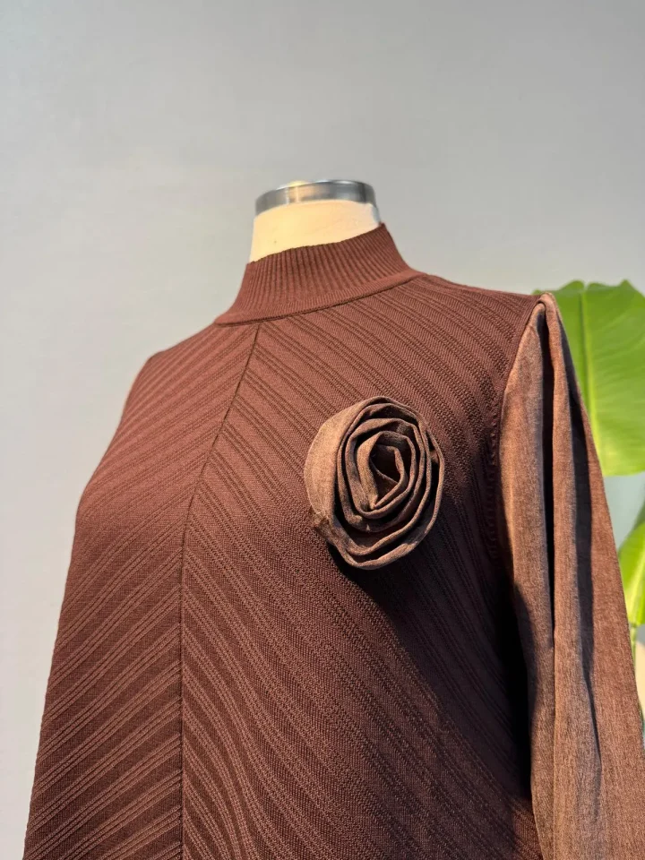 Merserize Tunik Kahve - Entare Butik