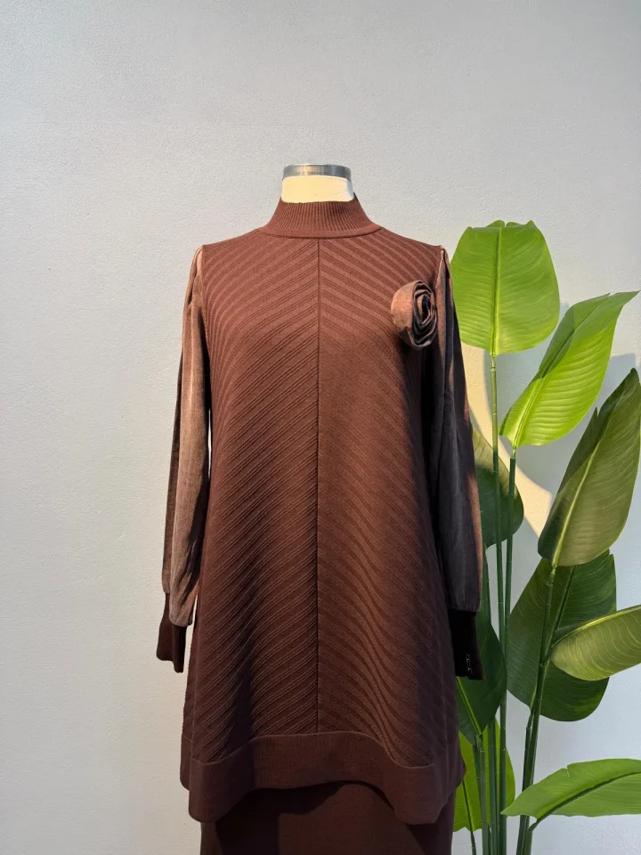 Merserize Tunik Kahve - Entare Butik