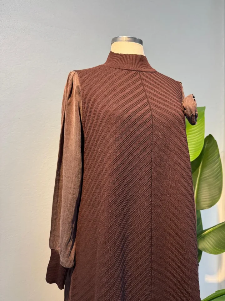 Merserize Tunik Kahve - Entare Butik