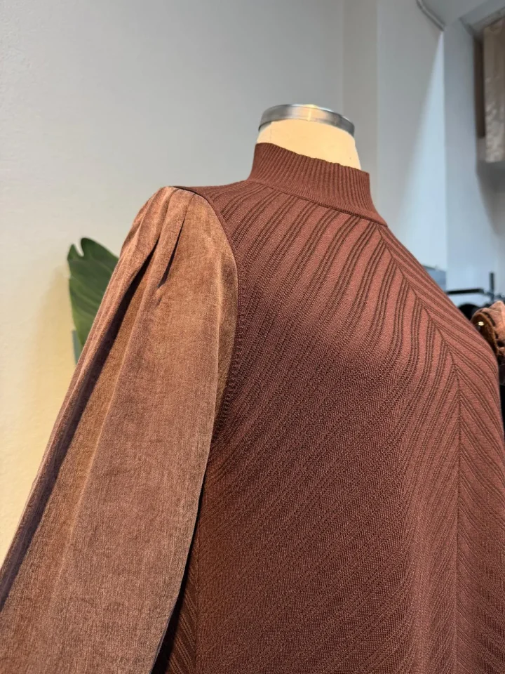 Merserize Tunik Kahve - Entare Butik