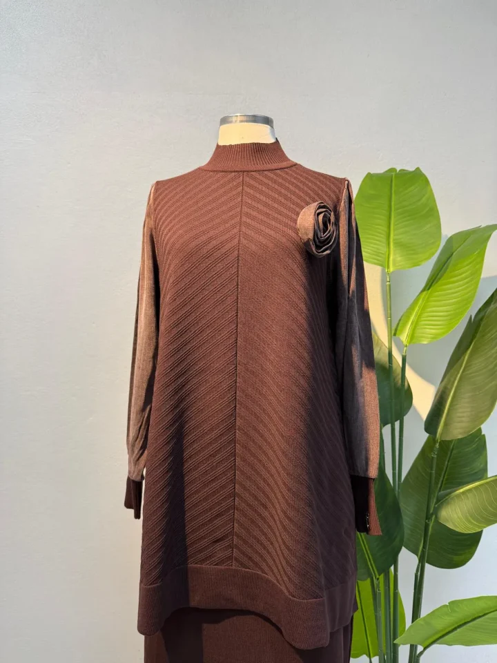 Merserize Tunik Kahve - Entare Butik