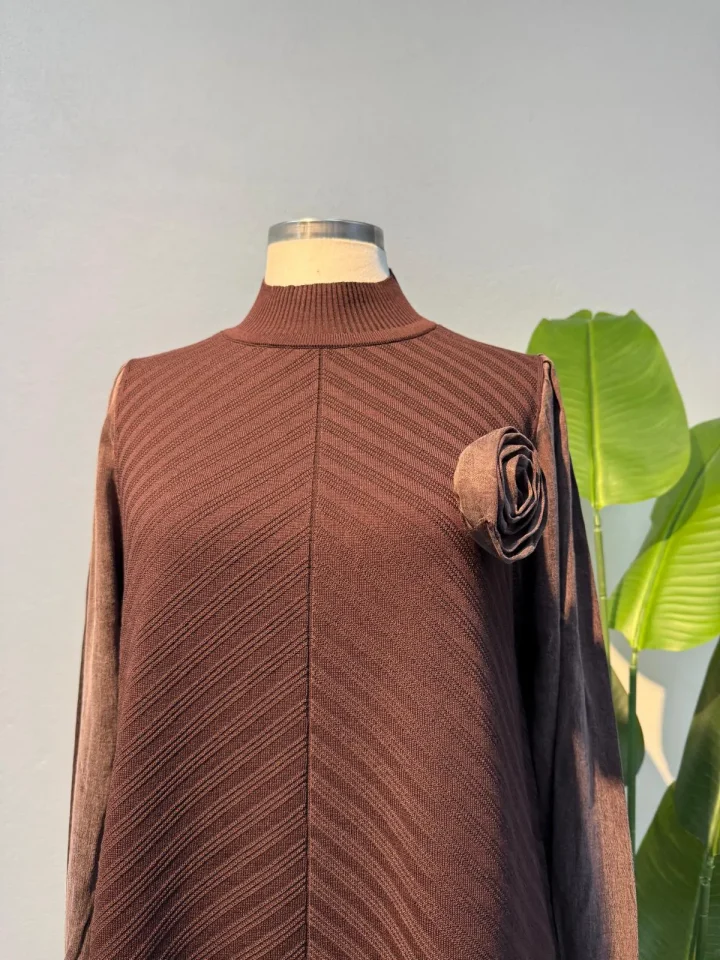 Merserize Tunik Kahve - Entare Butik