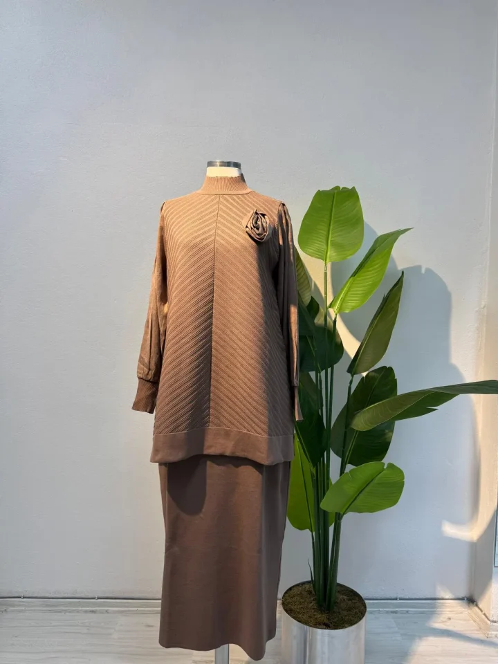 Merserize Tunik Sütlü Kahve - Entare Butik