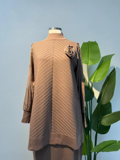 Merserize Tunik Sütlü Kahve - Entare Butik