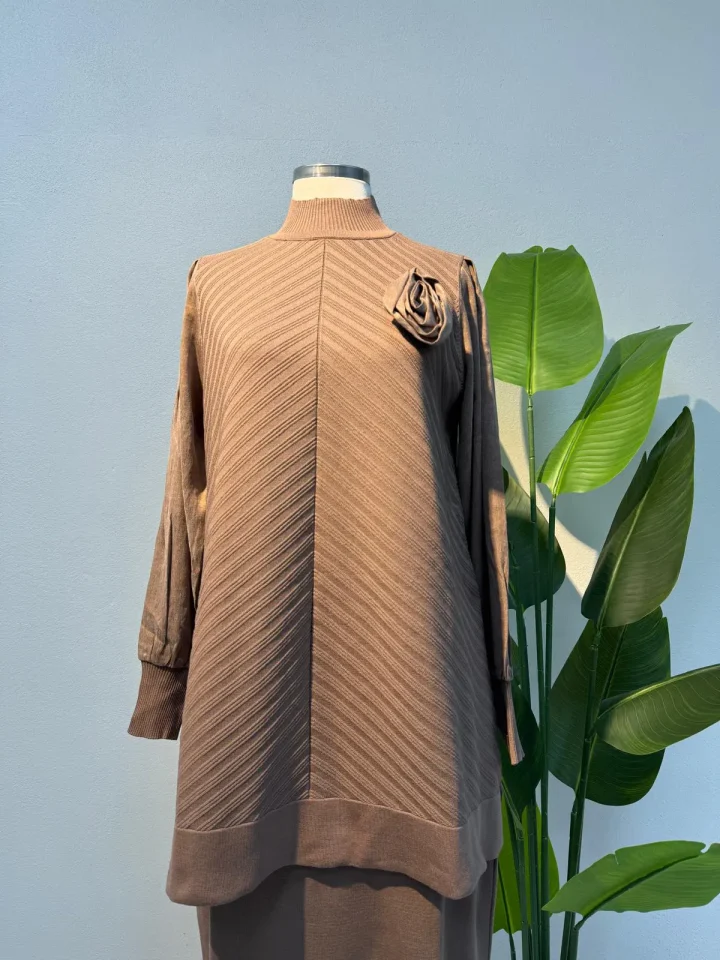 Merserize Tunik Sütlü Kahve - Entare Butik Merserize Tunik Sütlü Kahve - Entare Butik