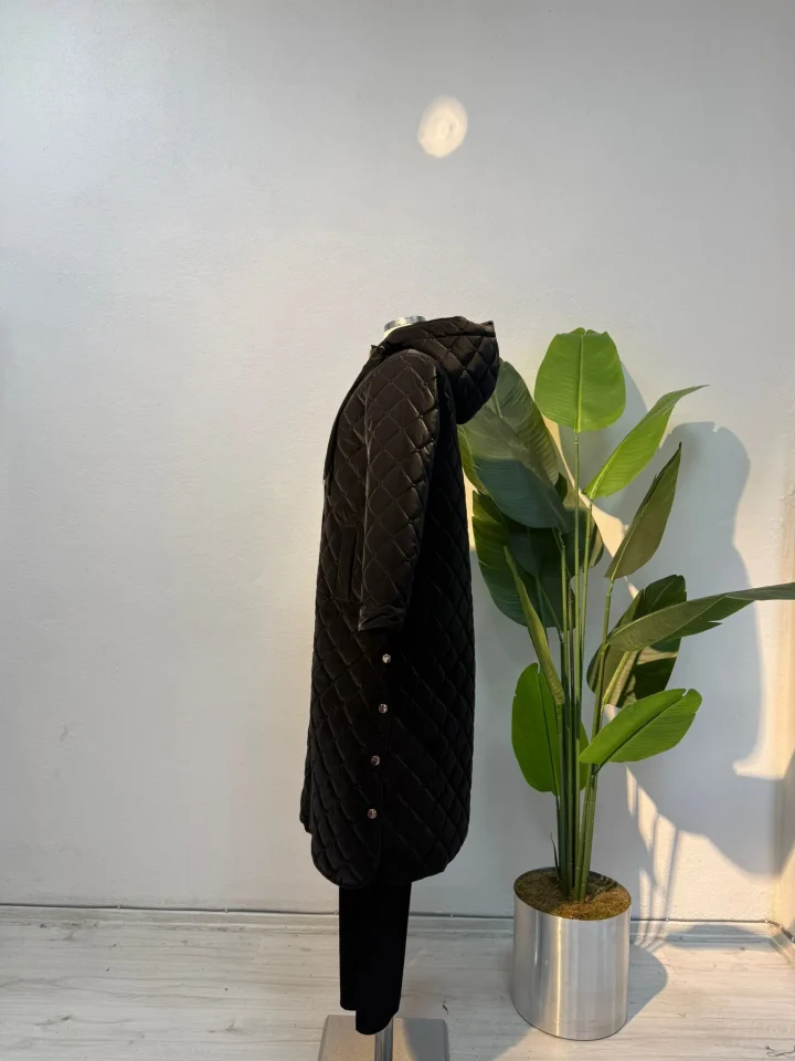 Nova Kumaş Kapitone Mont Siyah - Entare Butik Nova Kumaş Kapitone Mont Siyah - Entare Butik