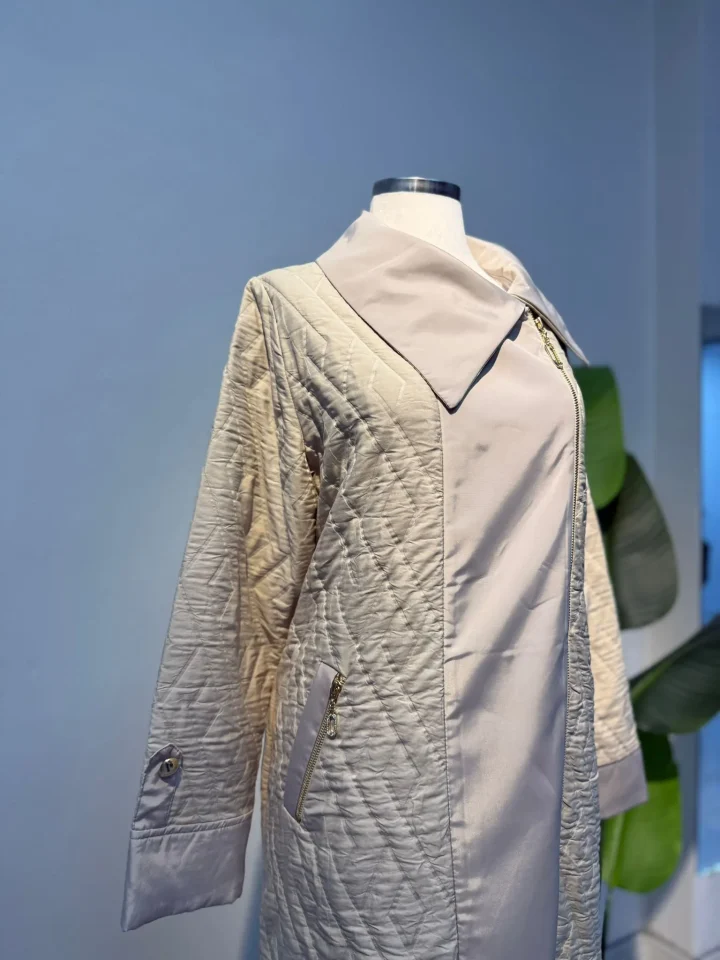 Paraşüt Detay Kapitone Kap Krem - Entare Butik