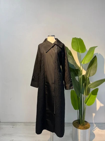 Paraşüt Detay Kapitone Kap Siyah - Entare Butik