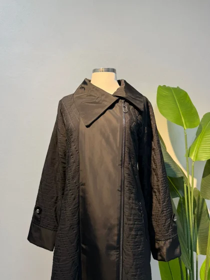 Paraşüt Detay Kapitone Kap Siyah - Entare Butik