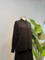 Polo Yaka Düğmeli Merserize Etekli Takım Sütlü Siyah - Entare Butik